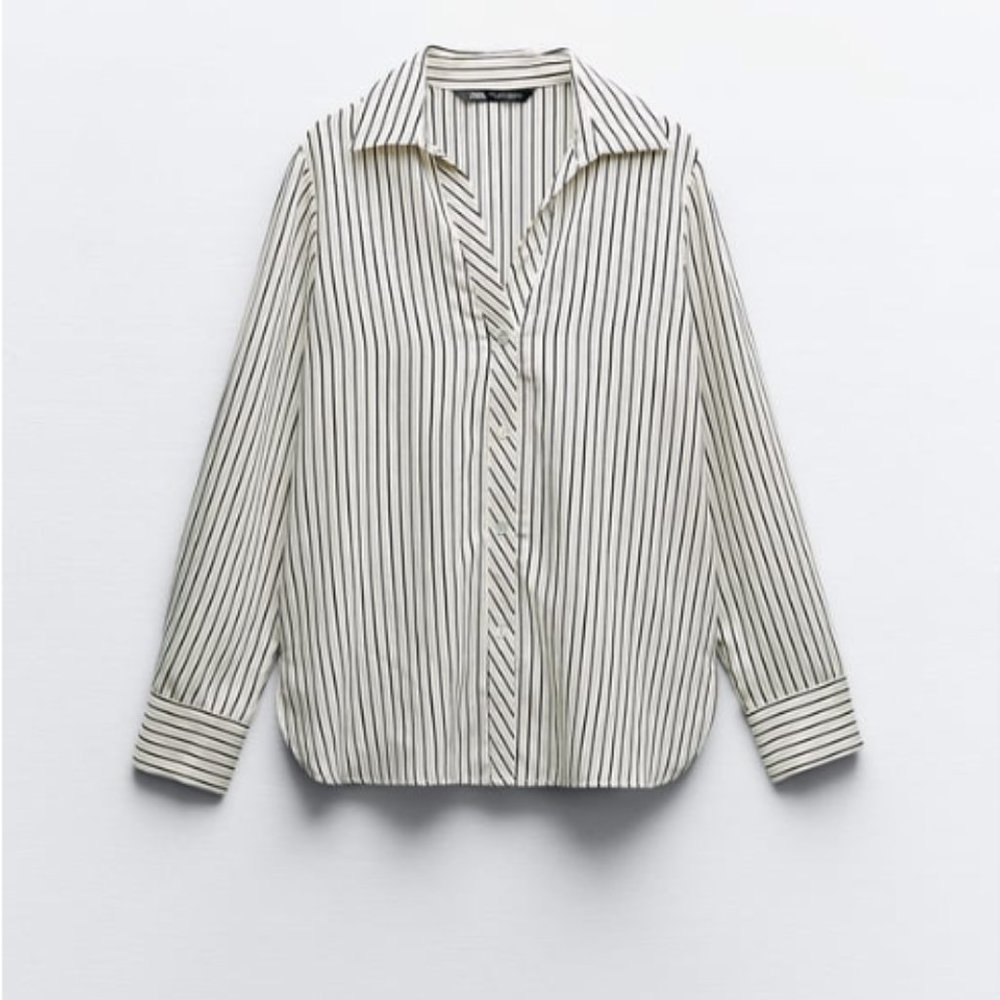 NWT Zara Striped Button-Down SIze Small